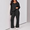 Women's Two Piece Outfits Matching Sets Long Sleeve Pullover Tops And Wide Leg Pants Tracksuit Sets