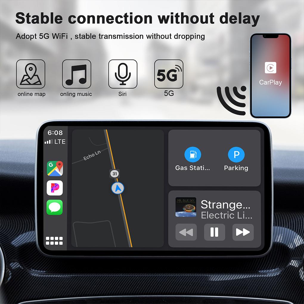 Bluetooth 5.0 für Apple CarPlay Auto-Adapter 2-in-1 Drahtlose Box Kabelgebundener zu Drahtloser Adapter Zubehör