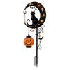 Spooky Bat Garden Decorations Halloween Solar Stake Light, Metal Black Cat & Pumpkin Moon Waterproof Illuminated Outdoor Decor for Lawn Patio