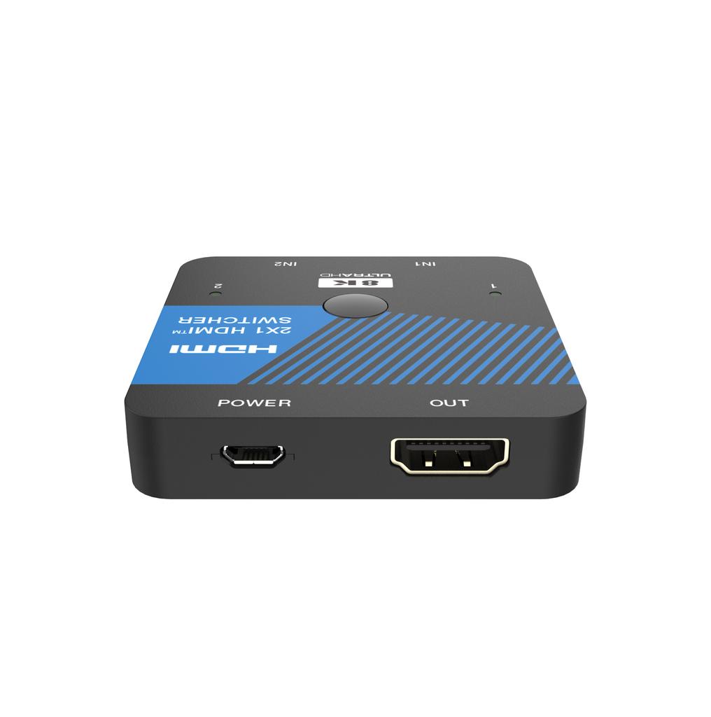 8K 2X1 HDMI Switch 2 Input 1 Output High Quality HDMI2.1 HDCP2.3 Support 48Gbps 8K60Hz 4K120Hz RGB, YCbCr 4:4:4/4:2:2/4:2:0