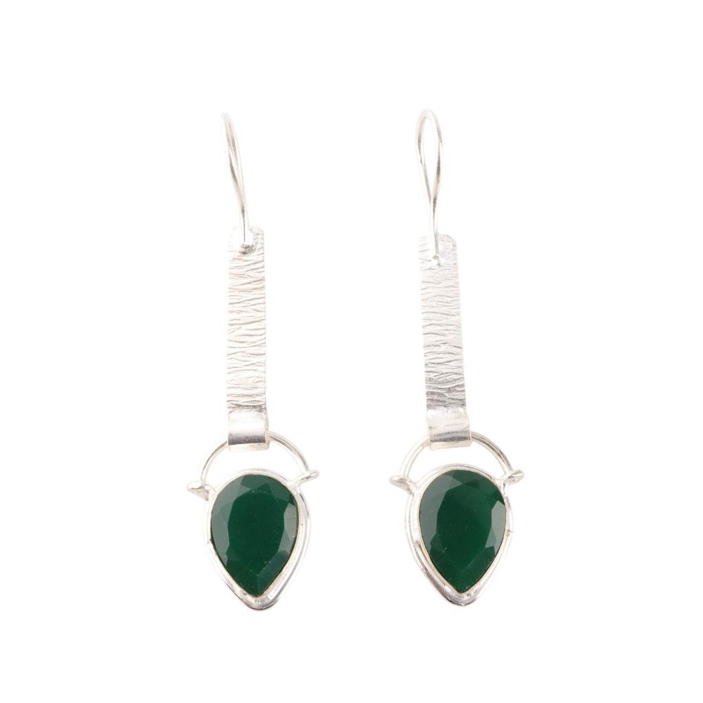 Green Onyx Gemstone 925 Solid Silver Jewelry Handmade Fashionable Earrings 2.3" EE-166-17