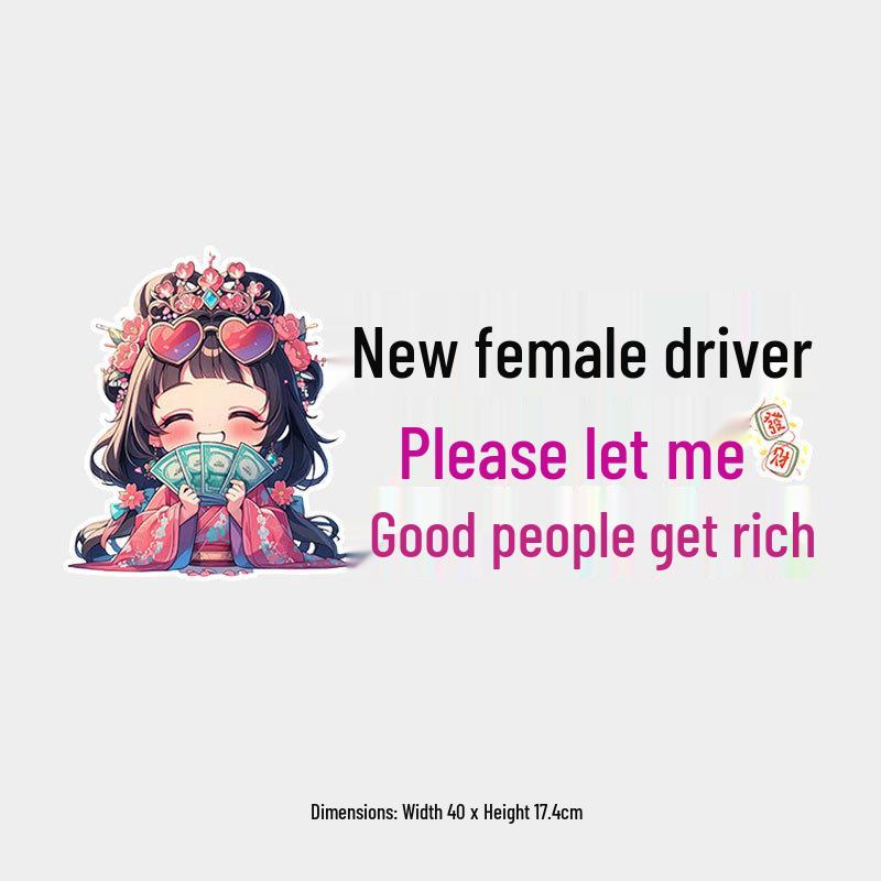 New Female Driver Warning: Please Let Me Pass – Creative Car Sticker for Rear Window