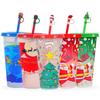 Christmas Color Changing Cups with Lids and Straws Bulk,Christmas Cups Include Spill Resistant Straw Water Iced Coffee or Tea
