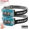 Mini nabíjecí výkonná čelová svítilna se senzorem Rybaření Kempování Hlavová svítilna USB COB LED svítilna Světlomety Přední lucerna