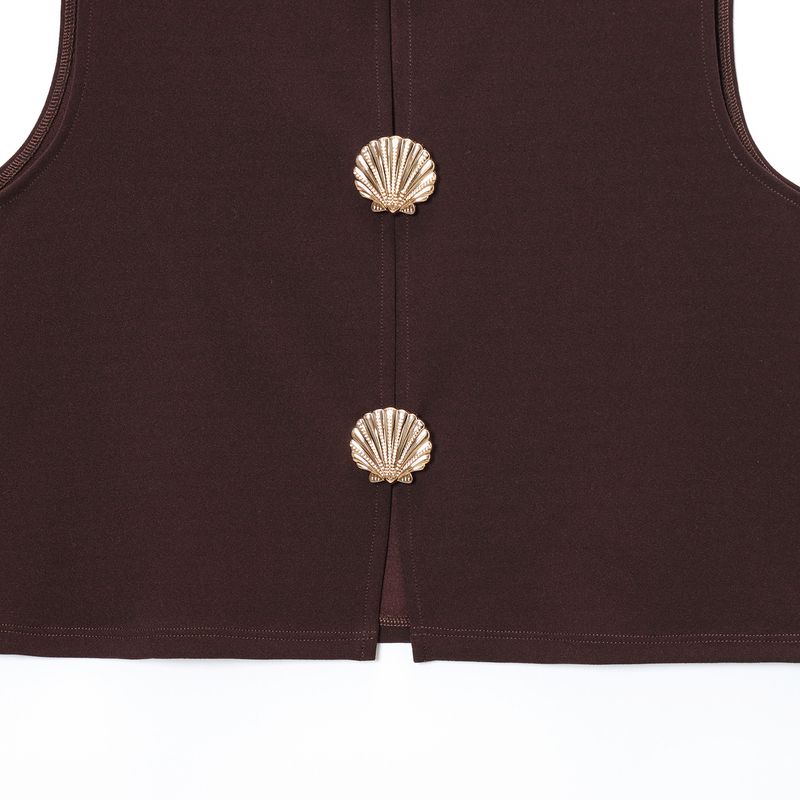 Zbzr Spring New Women Clothes Western Style French Style Fashion Temperament Simple and Versatile Vest Button Decoration Top