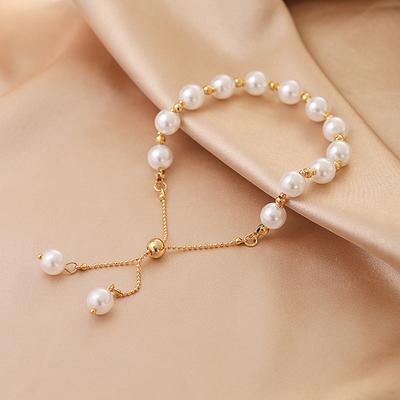 Pulsera elegante de perlas de imitación barrocas para mujer, brazaletes de moda para mujer, joyería con abalorios para regalos de fiesta de cumpleaños