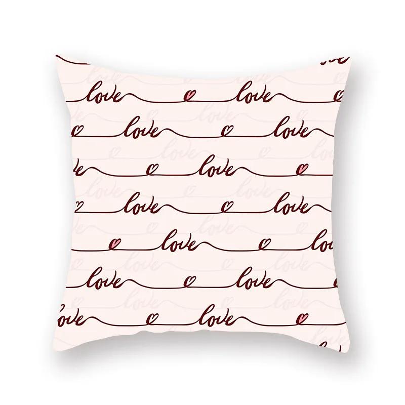 Cute Pink Red Heart Print Home Decor Pillow Sofa Cushion Cover Valentine's Day  Pillowcase