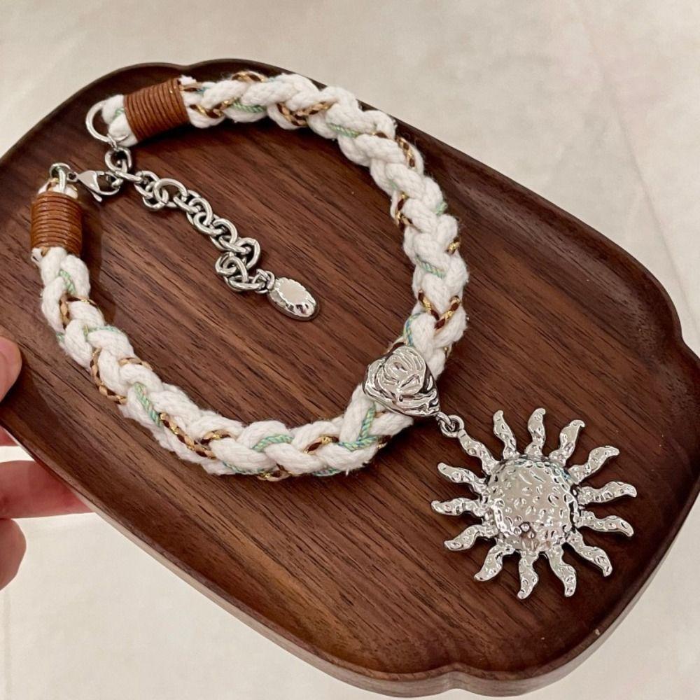 Coarse Braid Rope Weave Choker Exaggerated Wide Clavicle Chain Ethnic Style Necklace  Women