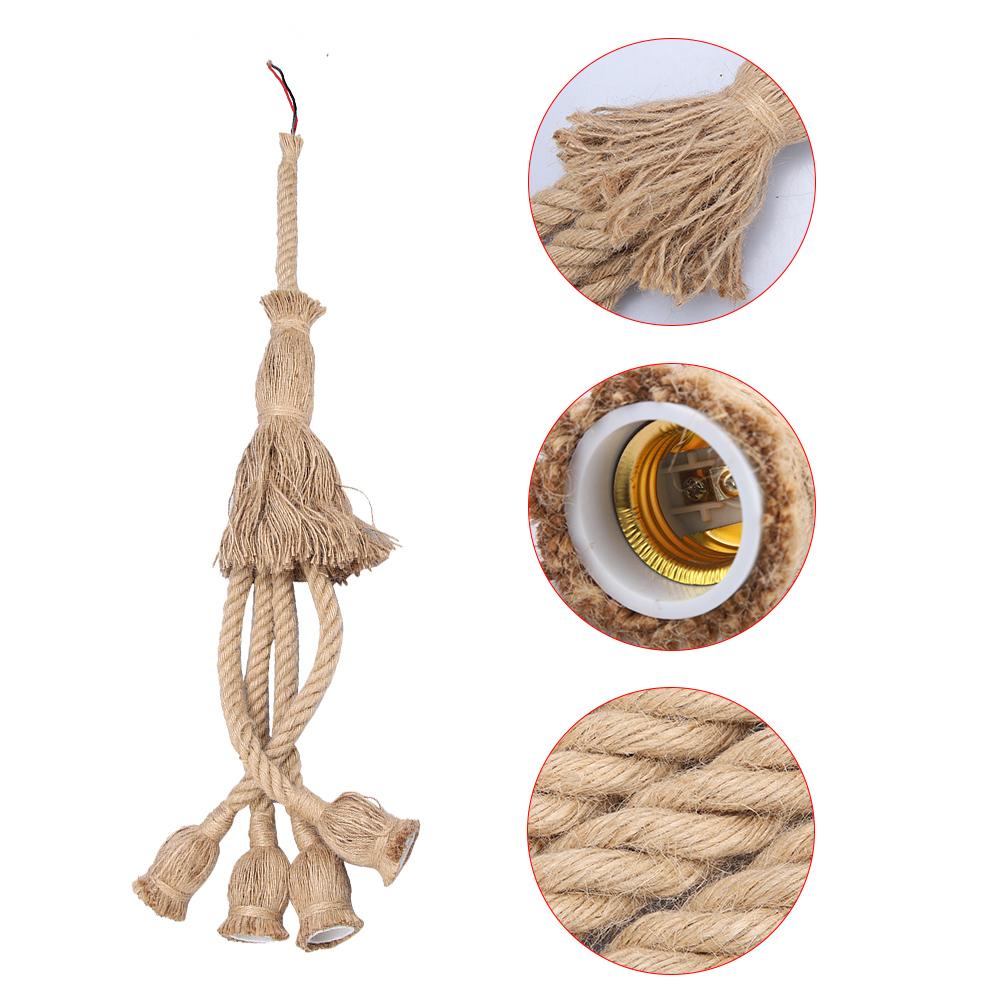 0.5m E27 Vintage Hemp Rope Ceiling Light Base Pendant Lamp Bulb Holder 85-265V (3*holder)