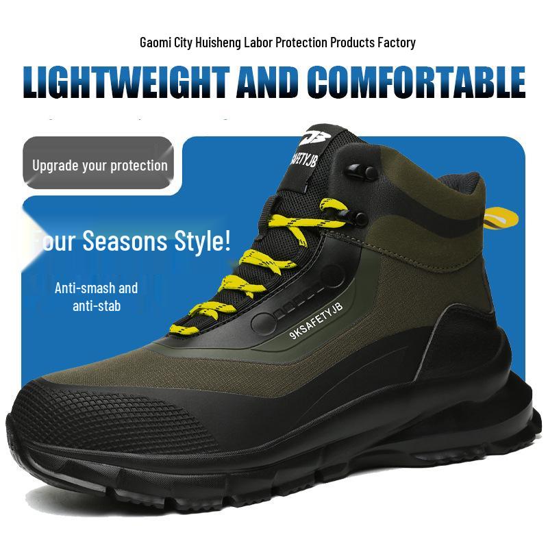 

Shein Steel Toe High-Top Safety Shoes - Wear-Resistant, Non-Slip, Anti-Smash, Anti-Puncture, All-Season Protection. HS925-Black; Size 43