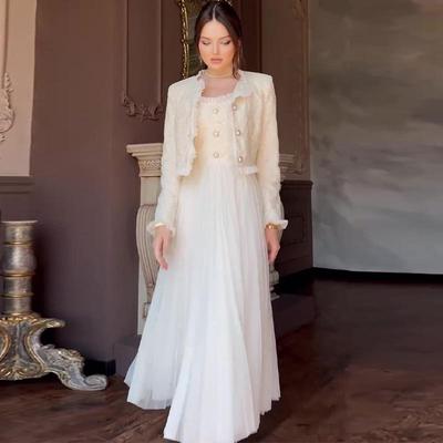 2024 Europäisch & Amerikanisch Französisch-Inspiriertes Elegantes Damen Kleines Duftspitze Langes Kleid Set