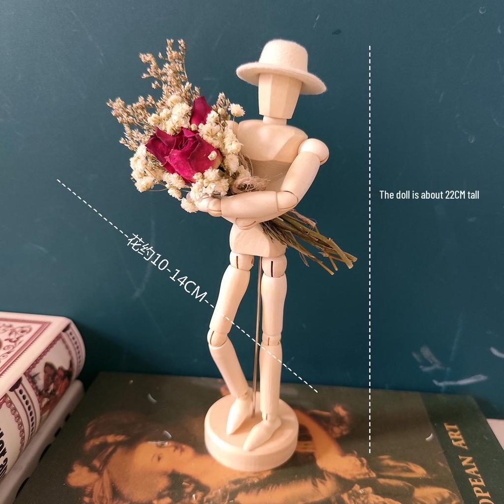 Jointed Wooden Puppet Doll: Handcrafted Human Body Ornament & Decompression Gadget.