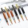 Brass Sandalwood Gun Handle Ballpoint Pen, Engravable Submachine Gun Design