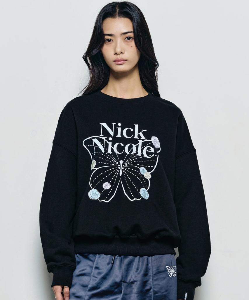 Nigaennikol Butterfly Rose Signature Sweatshirt_Black White