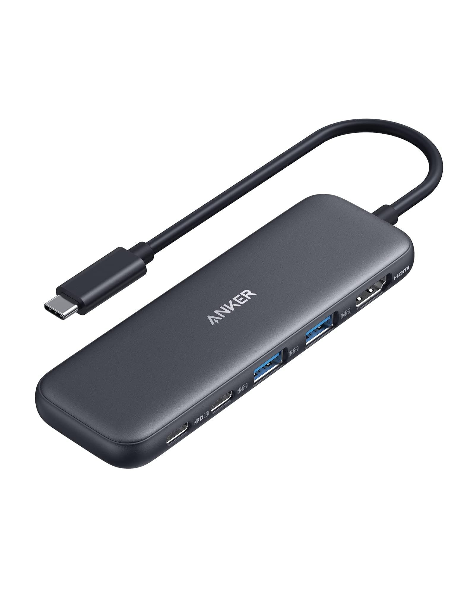 

Anker USB C Hub USBC to HDMI Сплиттер с 4K 1 x Питаемый 5 Гбит/с 2 x Питаемые 5 Гбит/с Порты для передачи данных для MacBook MacBook и других 5-в-1 Дисплей, USB-C и чёрный