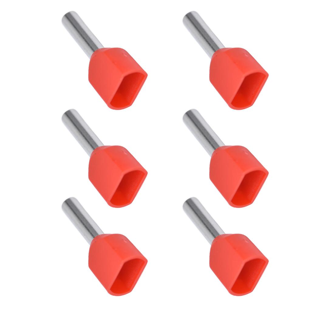 100PCS Insulated Ferrules Terminal Copper Tube PVC Crimp Connector for 2x18AWG Wire TE1008