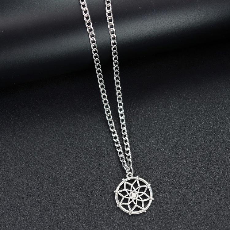 Retro Trendy Cool Titanium Steel Necklace Men's and Women's Hip-hop Personality Square Brand Cross Pendant Japanese and Korean Fashion Street