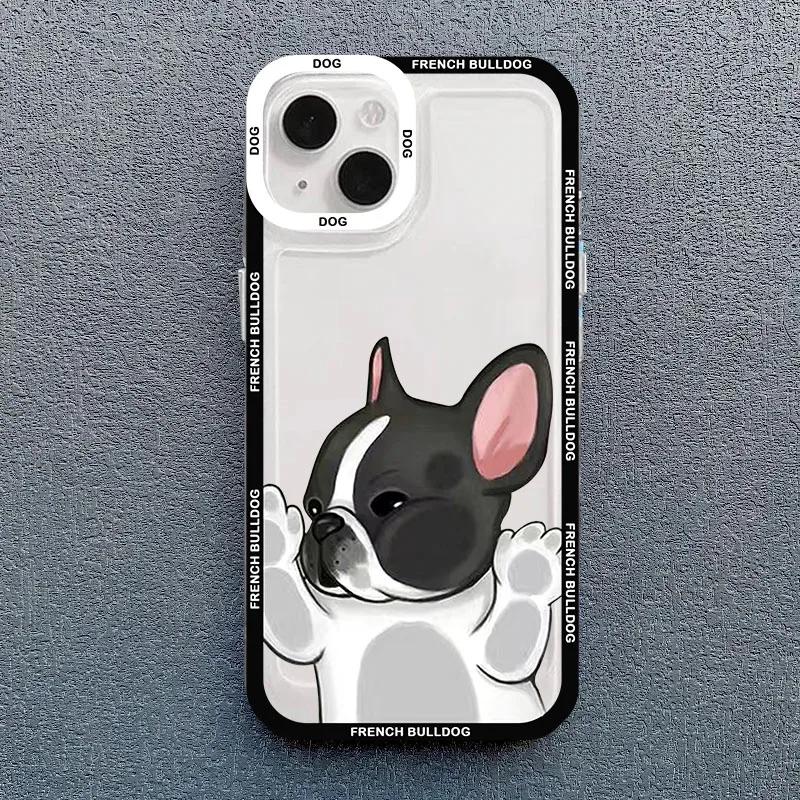 Cute Pug Dog French Bulldog Phone Case For iPhone 16 15 14 13 12 11 Pro Max XS X XR 7 8 SE Kawaii Clear Shockproof Lover Cover
