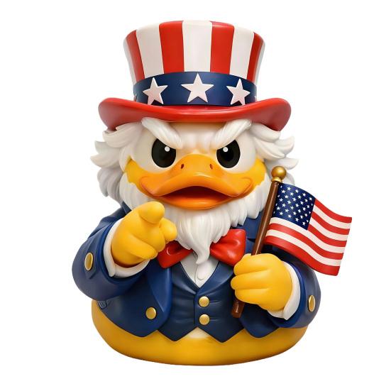 

Patriotic Duck Figurine Funny Uncle Duck Statue with American Flag And Top Hat Collectible 4th of July Decoration for Independence Day Home Decor