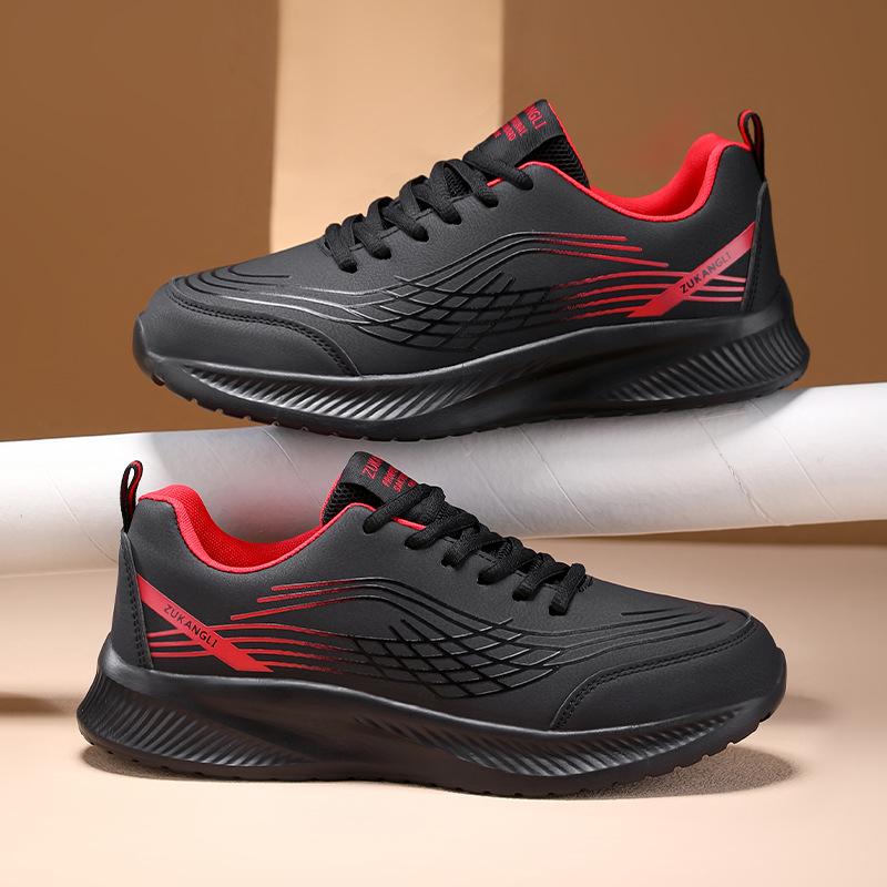 Children's new men's shoes autumn leather waterproof black casual versatile running shoes men's shock-absorbing lightweight sports shoes
