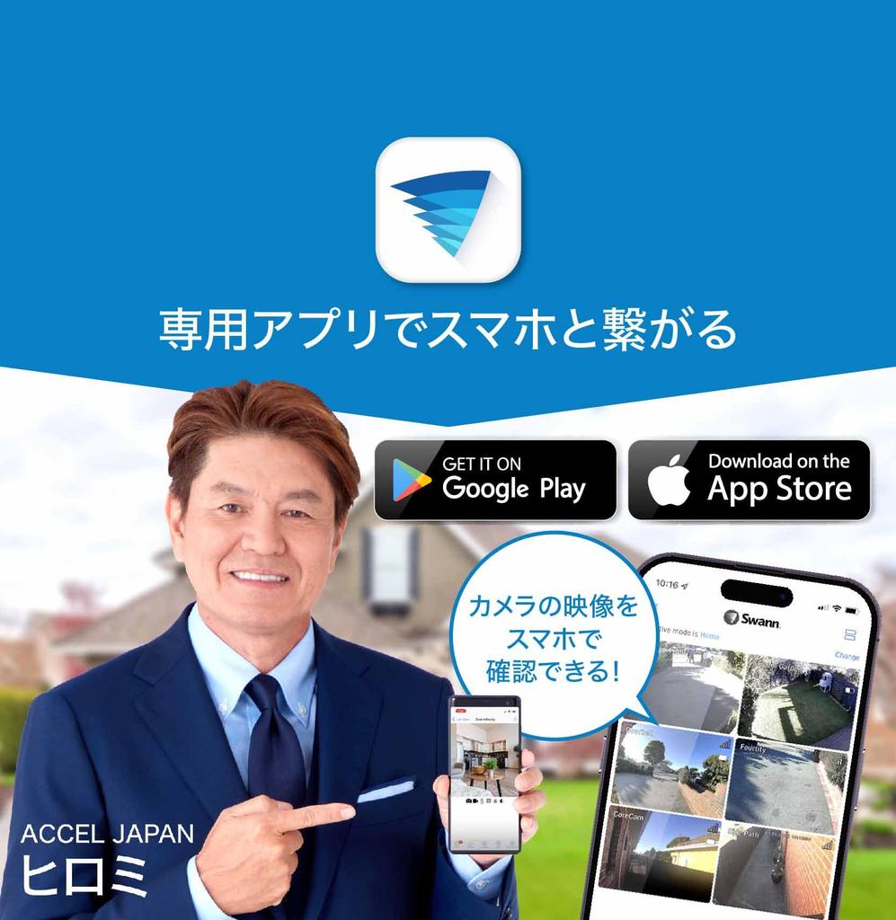 Japanese SWANN 8CH AHD DVR System 2TB FullHD Analog Camera BNC Cable Connection Set of 4 [Official Distributor] SWDVK-845804