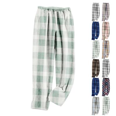 Women Pajama Pants Plush Sleep Pants Soft Elastic Waist Pajama Bottoms Plaid Pants With 2 Pockets