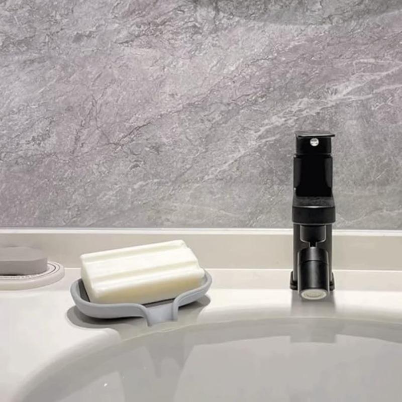 Minimalistische rechteckige Seifenschale mit Abflusslöchern Moderner Badezimmerhalter Langlebiger Kunststoff-Seifensparer für Spüle Duschwanne