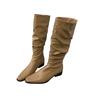 Fashion Women's Boots Winter Pleated Long Leg Knight Boots Pointed Low Heel Comfort Fashion Outdoor Cold Resistant Fashion Boots