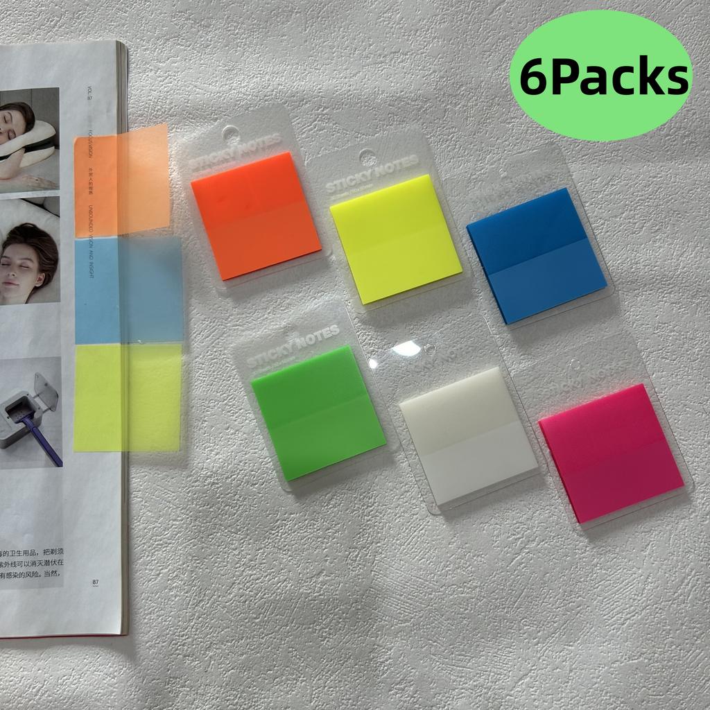 300Pc 6 Colors Index Tabs Self Adhesive Page Markers Transparent Waterproof Sticky Notes Classify Files Flags Planner Stickers