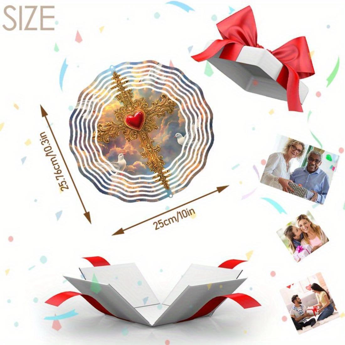 

Открытая мандала, колокольчик ветра и крестообразный узор с голубем мира, металлическая ветряная мельница, динамическая скульптура, подходящая для подвесного декора сада, патио