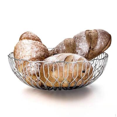 Edelstahl Brotkorb Dekorative Obstschale Metalldraht Gemüsehalter Runde Aufbewahrung