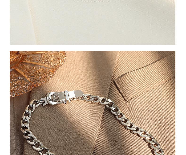 Exaggerated European-American Belt Buckle Necklace: NK Chain Clavicle Titanium Steel 18k Gold Choker for Women - P981