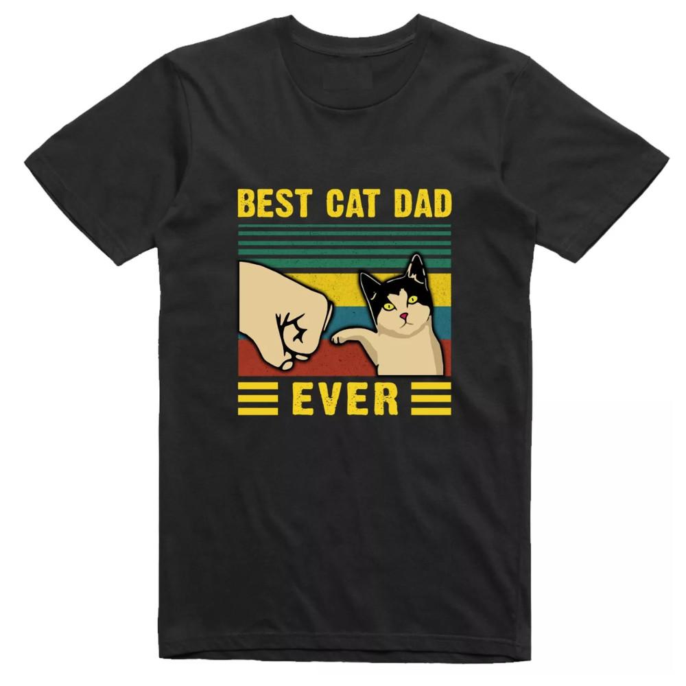 Best Cat Dad Ever Funny Mens T ShirtRegular Fit Cotton Tee Unisex T-Shirt L
