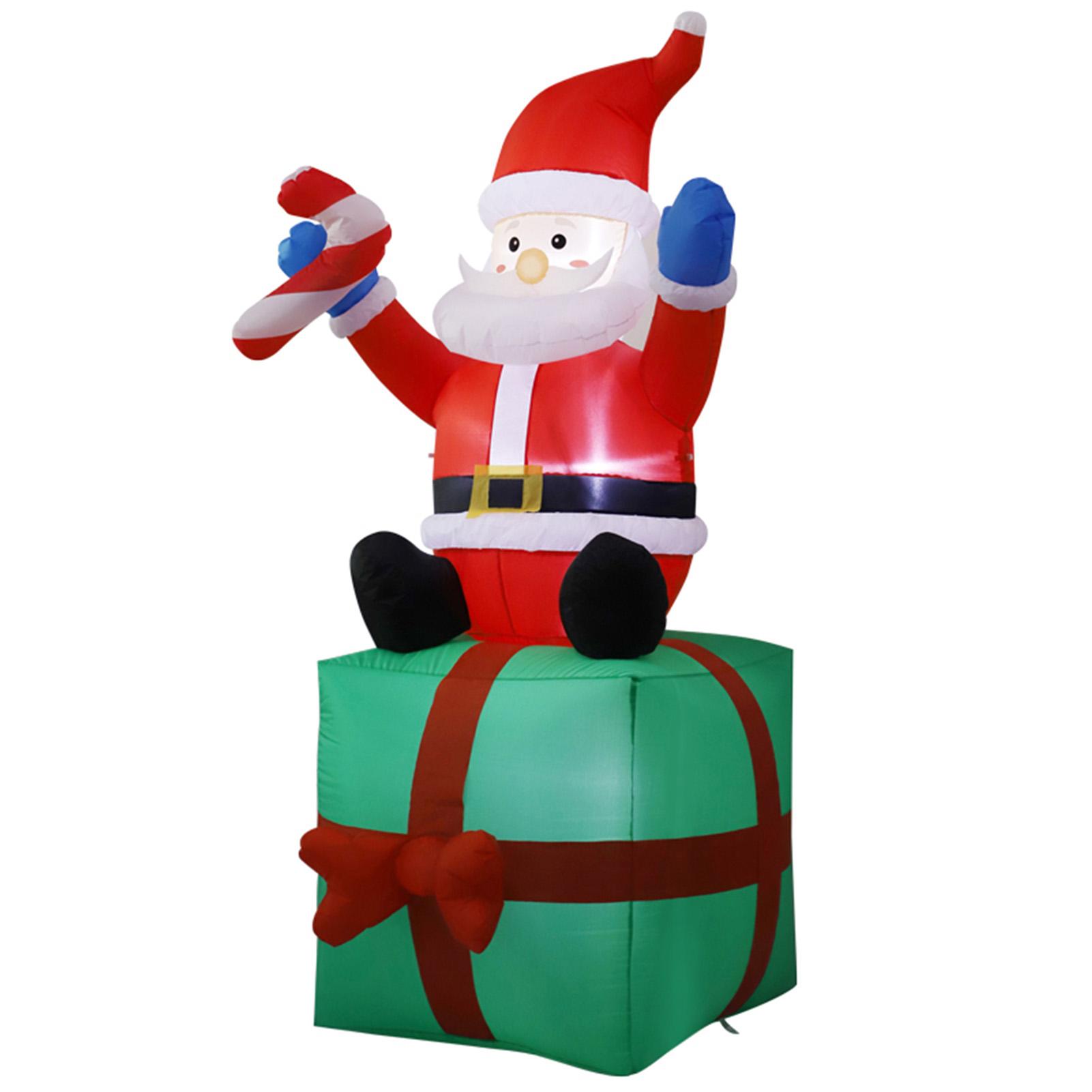 

Inflatable Santa Sitting On Present Box Blow Up Santa with Present Bag Outdoor Decoration for Holiday Party