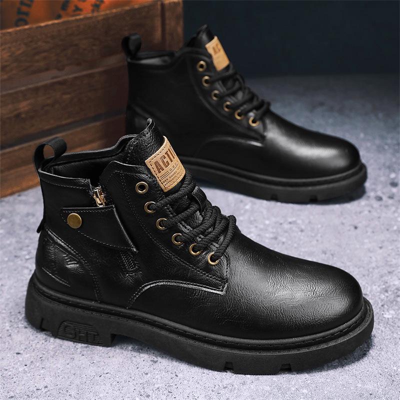 Men's 2023 Retro Trend Martin Boots - British Style, Non-Slip, Waterproof, Practical Short Work Boots