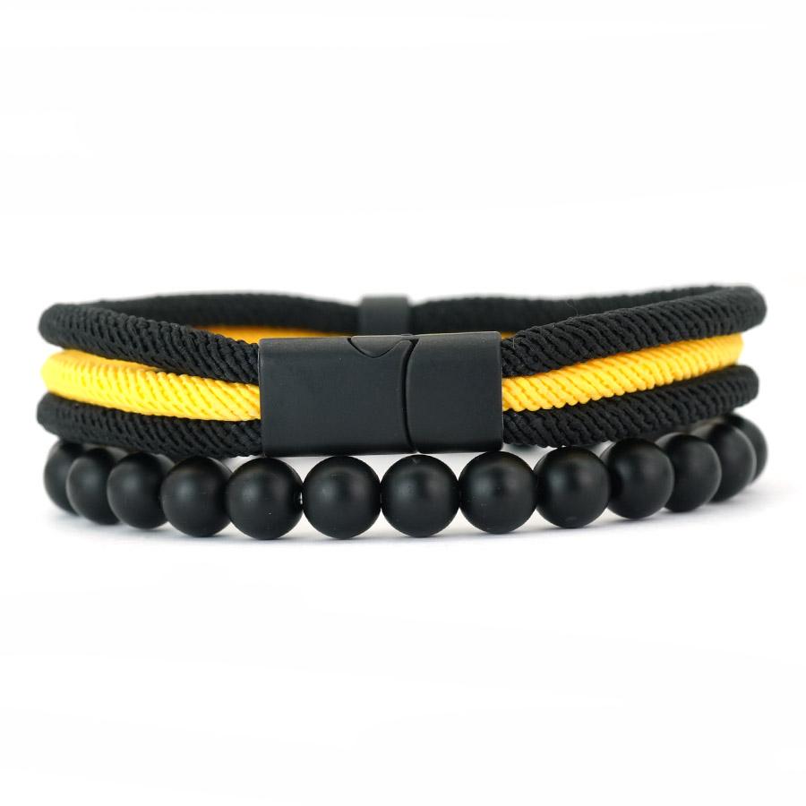 

Noter 2Pcs Men Bracelet Set Premium Selected 4mm Cord Wrap Braslet Bangle Perfect Gift For Him Casual Versatile Accessories S 18.5cm 7.3Inch