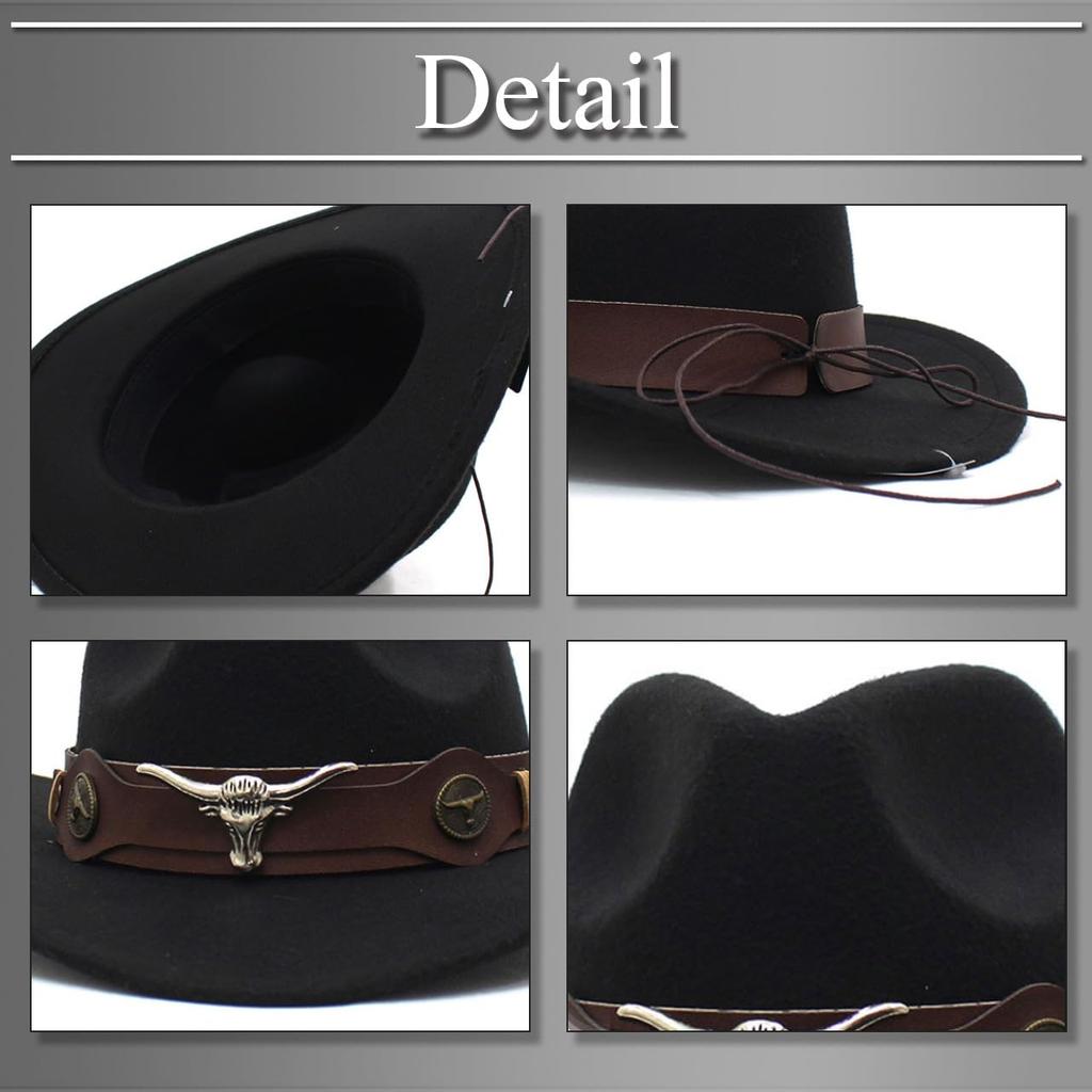 Buzz Selection Cowboy Retro Stylish Jazz Western Hat CAQ265 Men's (Black)