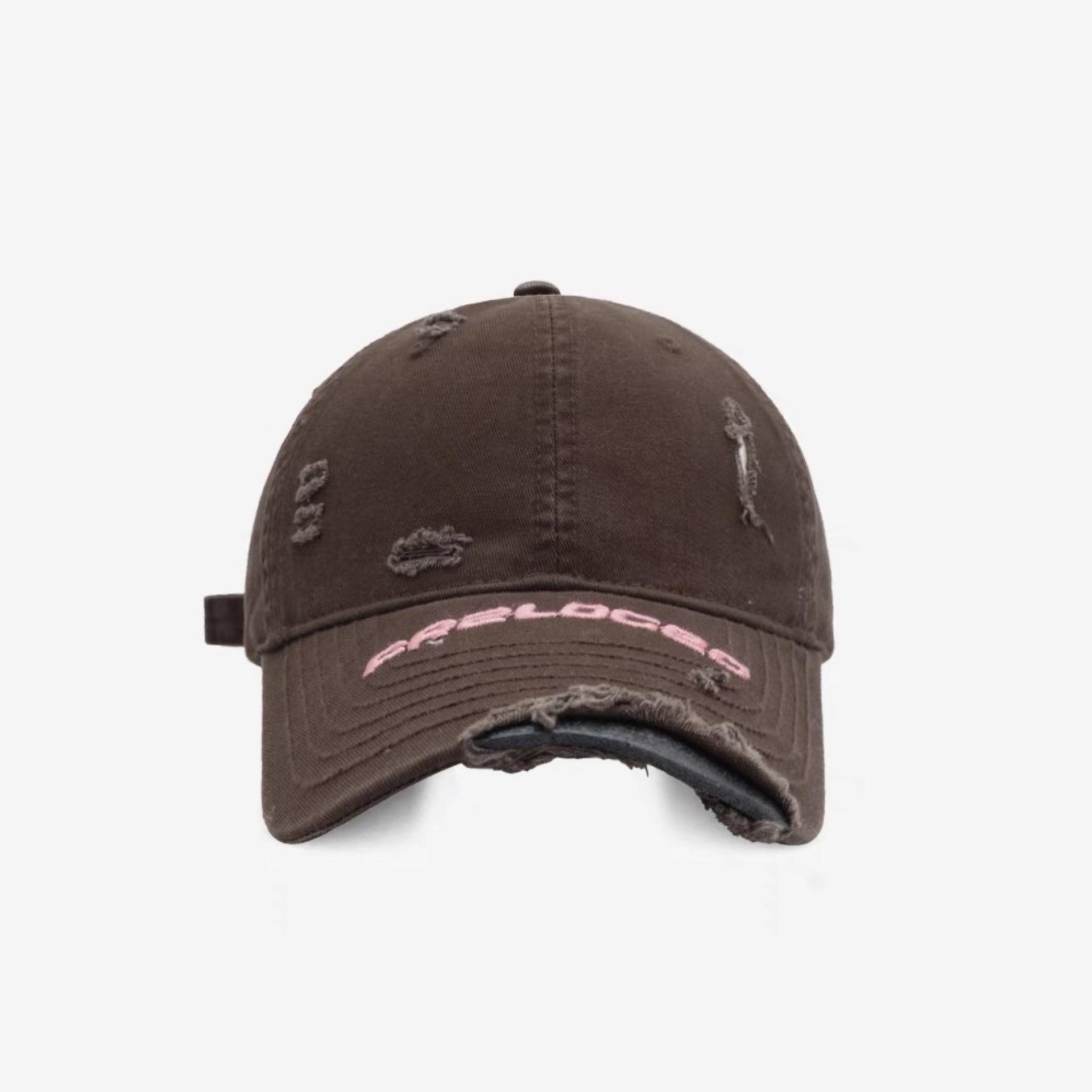 

Street Hole Hip Hop Baseball Cap Unisex Korean Version Trendy Cap with Embroidered Brim Letters Adjustable