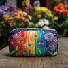 Dragonfly Print Quilted Cosmetic Bag Multi-functional Travel Organizer U-shape Zip Pouch