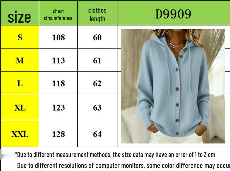 European & American Knit Button Hooded Cardigan - Women's Autumn/Winter Casual Fashion 2026