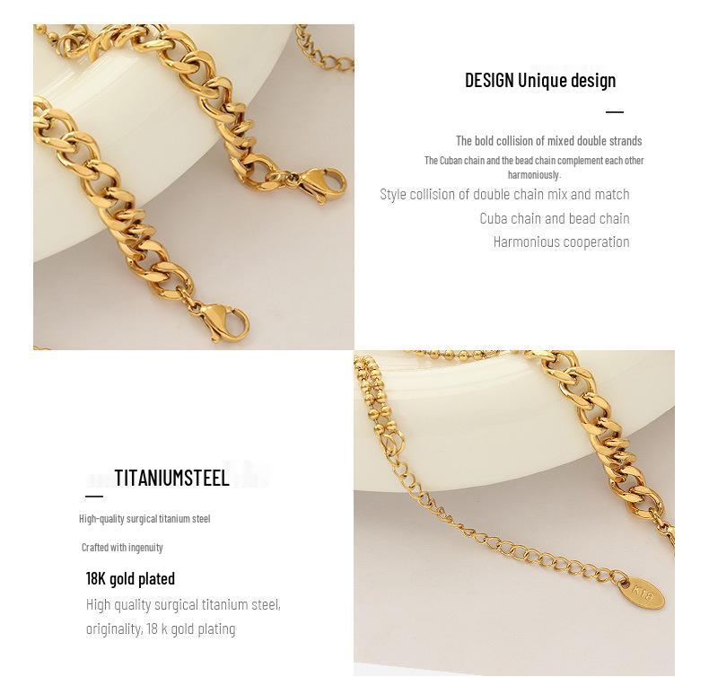 18K Gold Handmade Double Layer Rice Bead Bracelet for Women - European & American Style (E207)