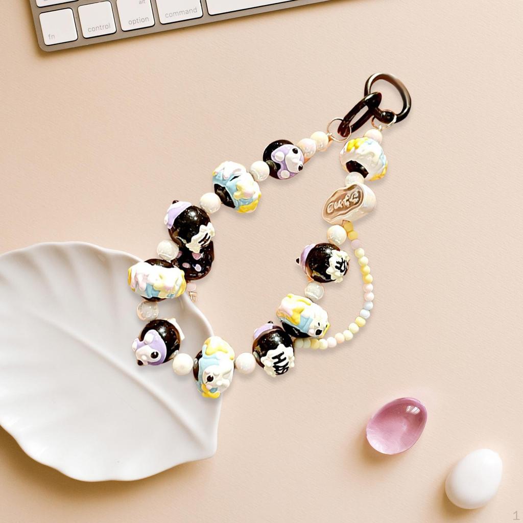 Beaded Keychain Bracelet Key Ring Decorative Women Party Favors Wristlet Hanging Ornament Keyring