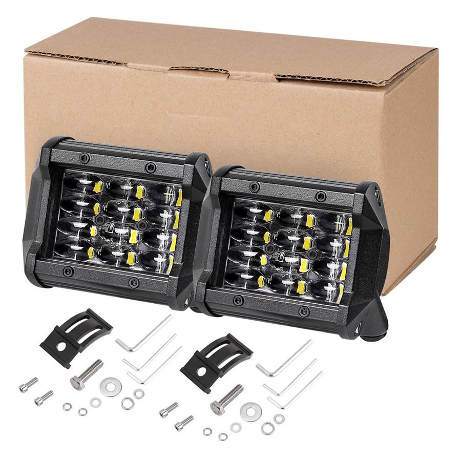 Pair 4inch 144W 14400LM LED Work Light Bar RGB 6 Colors Breathing Flood Spot Beam Offroad 4WD SUV Driving Fog Lamp