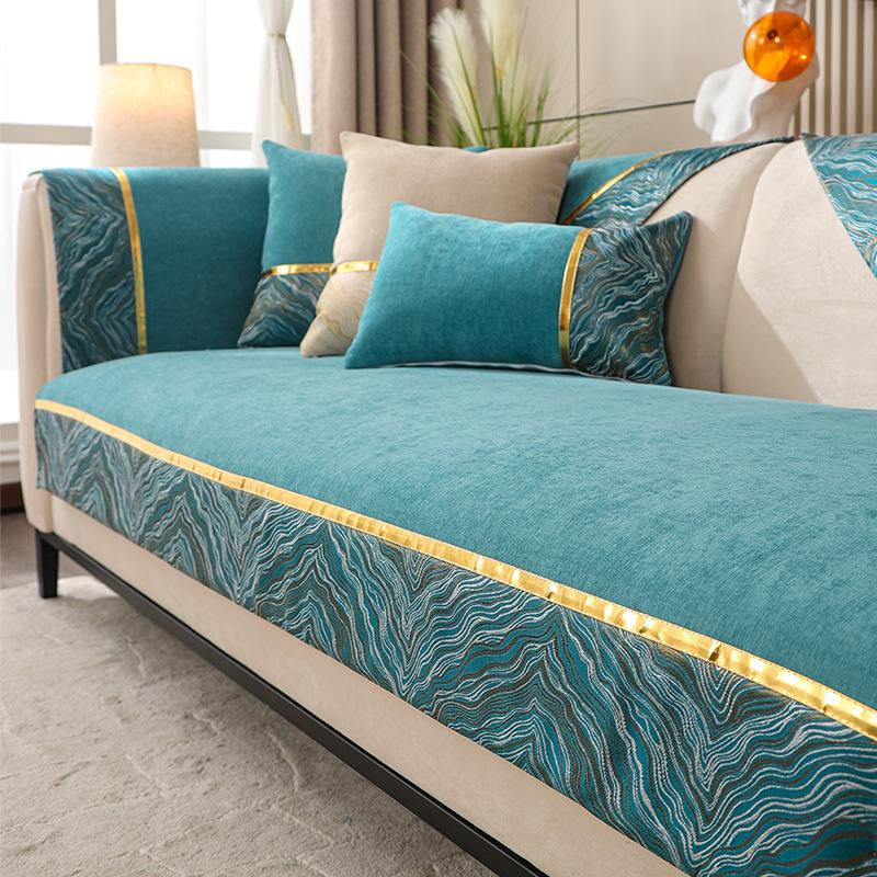 

Подушка для дивана, скандинавский простой светильник, роскошная подушка для сиденья из синели, универсальный нескользящий чехол на четыре сезона, чехлы для гостиной 70*70cm