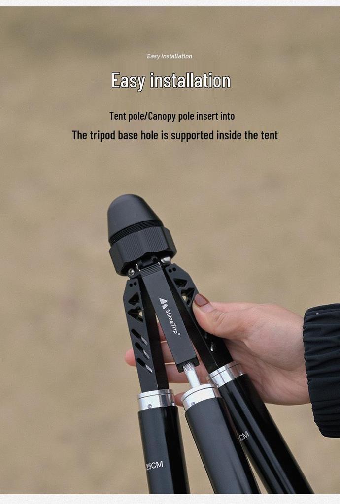 Outdoor Mountain Multi-functional Aluminum Tripod: Camping Rack & Lamp Holder