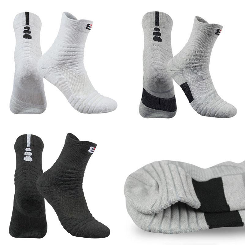 2 Pairs Size47,48 Quality New Men Outdoor Sports Elite Basketball Sock Cycling Compression Socks Cotton Towel Bottom Men's Socks
