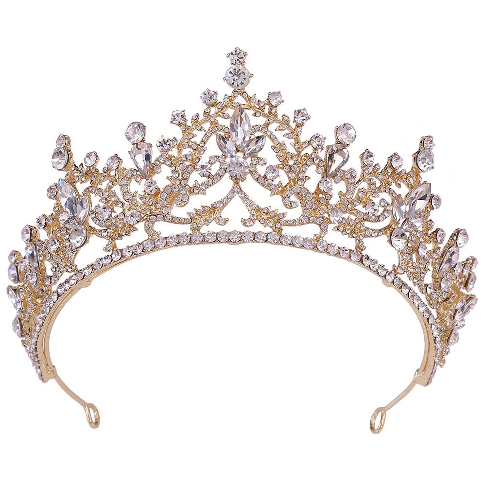 Wedding Gold Alloy Korean Electroplated Crown Rhinestone Wedding Dress Women's Tiara Bridal Crown New Style
