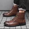 Mens Boots Retro High-top Leather Boots Italian Style Business Casual Dress Boots Men Chelsea Ankle Boot Plush Warm Winter Botas