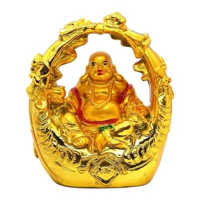 Lachender Buddha auf Schaukel Idol Statue Schauobjekt Glück und Geld Reichtum Sitzendes Idol für Heimdeko Wohnzimmer Schlafzimmer Bürotisch Dekorativ