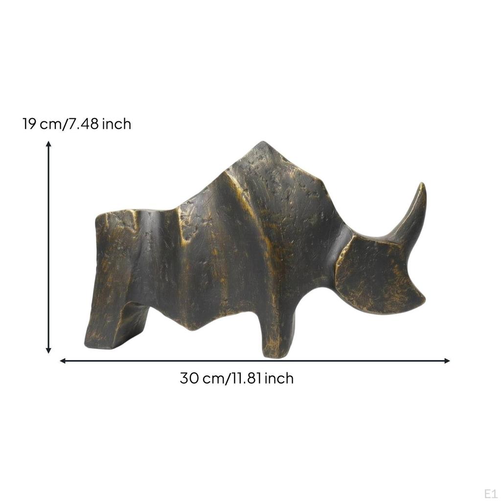 Bull Figurine Abstract Statue Faceted Sculpture for Bookshelf, Entryway Large